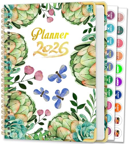 AEYAKA 2026 Planner Kalender – Vecko- & Månadskalender med Hård Omslag 15,8×21,7 cm, Blommönster, Anteckningssidor & Klistermärken, Planeringsbok för Arbete, Studier & Hemmet A262