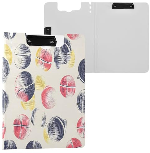 JUMBEAR Portapapeles de baloncesto de colores de dibujos animados A4 con clips dobles, tablero de clip plegable con cubierta, organizador personal ligero adecuado para hospital, oficina, escuela