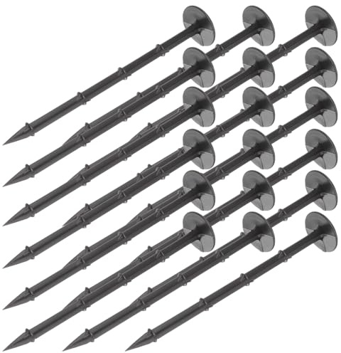 YARNOW Estacas de Jardín de Plástico Negro 20 CM 20 Piezas para Fijar Tela Antihierbas Clavos de Césped Resistentes para Jardinería y Soporte en Exteriores