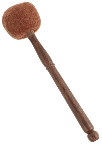 Toddmomy Martillo para Cuenco Tibetano de Fieltro de Lana, Mazo de Percusión de Madera Dura, 28 Cm, Baqueta para Cuencos Cantores, Accesorio para Meditación y Terapia de Sonido