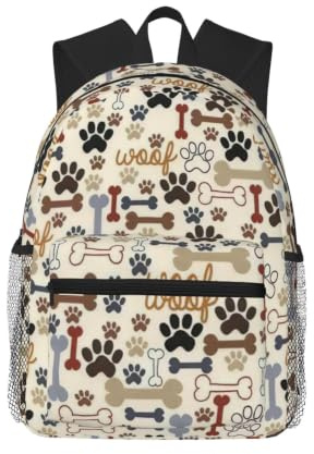 Yyoretp vardaglig laptop hundben tass tryck ryggsäck, klassisk ryggsäck för researbete, lätt bokväska