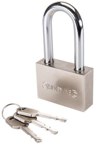 Silverline Tools 186812 - Candado de acero con arco largo (60 mm)