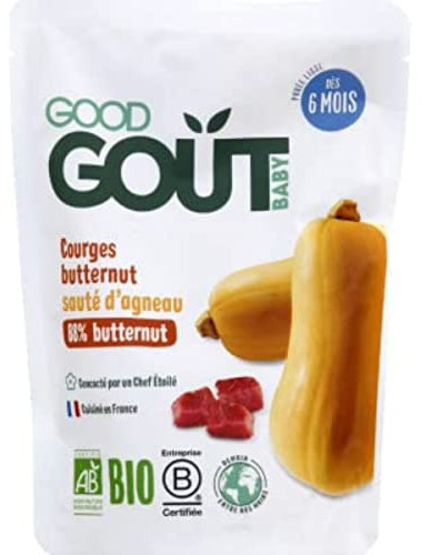 Good Goût Courges, butternut et sauté d'agneau, dès 8 mois, bio - Le sachet de 190g