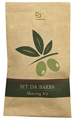 Present-More Kit barba Beauty Oil - Kit cuidado barba 250 unidades para Hoteles y B&B | Kit cuidado barba embolsado individualmente y envasado en material Stone Paper