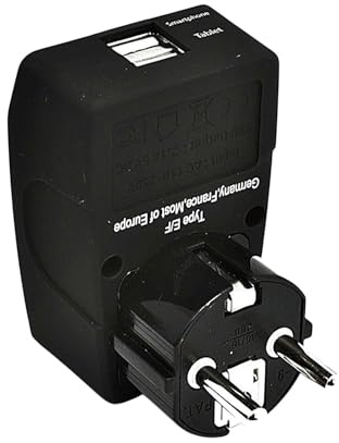Ceptics International Power Adapter, Type A, C, G & I Plugs, Compact, Red