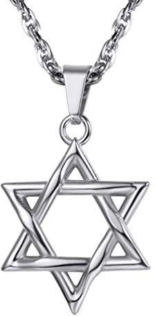 PROSTEEL Davidstern Kette Edelstahl Magen David Stern Anhänger mit 55+5cm Singapurkette Jüdischen Hexagramm Amulett Halskette Modeschmuck Accessoire für Juden