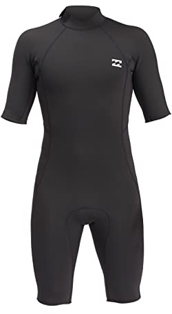 BILLABONG 2022 Hombre Absolute 2mm Back Zip Shorty Traje De Neopreno - Negro - Manga Corta Ligera