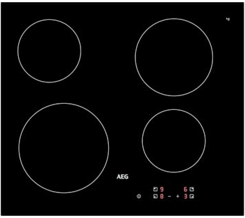 AEG 3000 Series Ceramic Hob HRX64300CB, 60 cm, 4 Cooking Zones, Radiant Hob with Heat Indicators, OptiFix One Step Install, Easy Clean, Precise Touch Control, Automatic Switch Off, 38x560x490mm, Black