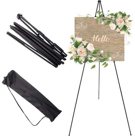 WEDAMOO Caballete portátil de artista de 63 pulgadas, trípode ajustable para mesa, exhibición de pintura en lienzo, caballete de metal para cartel de boda, póster para interiores y exteriores, color