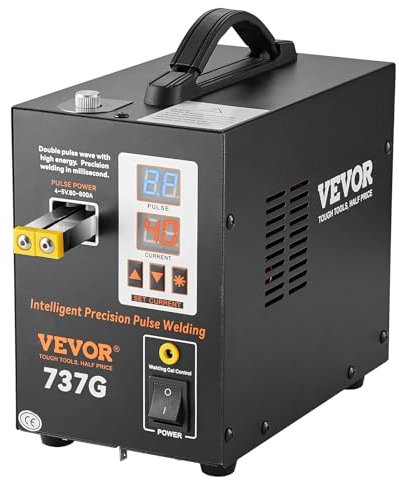 VEVOR Soldador por puntos de batería, soldador por puntos de pulso 737G, estación de soldadura portátil de alta potencia con 2 modos de soldadura e iluminación LED para níquel puro de 0,12 mm