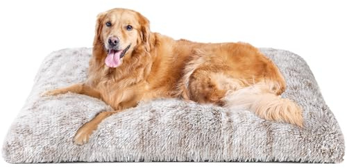 EHEYCIGA Panier Chien Grande Taille XL, Coussin Chiens Anti Stress Lavable et Antidérapant, Moelleux Lit pour Chien Peluche, Marron, 112x85cm