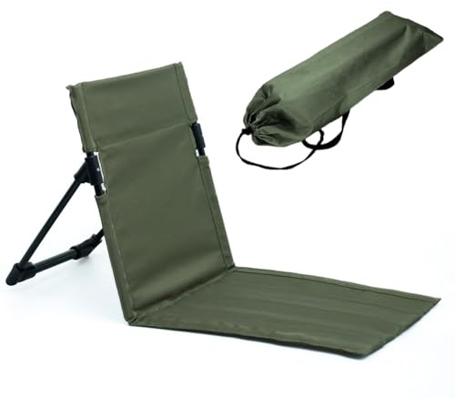 Ruioomeep Chaise de Plage Pliante, Coussin d'Assise d'Extérieur, Siège de Plage avec Support de Dossier, Portable Durable,Tapis de Plage léger pour Arrière-Cour, Randonnée, Camping, Vert