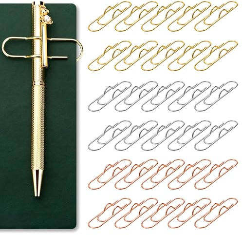 JNYUTEEN 30 Piezas Clips De Metal Para Bolígrafo, 3 Colors Clip de Metal Para Bolígrafo, Pen Clip Assistant Multifuncionales Clip de Soporte de Bolígrafo para Notas Papeles Escuela Oficina
