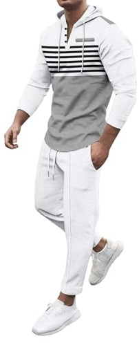 Tute Due Pezzi da Uomo Completi Sportiva da Ginnastica Felpa con Cappuccio e Pantaloni Tuta Cotone Fitness Elastico Completo Uomo Elegante Palestra Invernale Completo per Jogging Training Casual