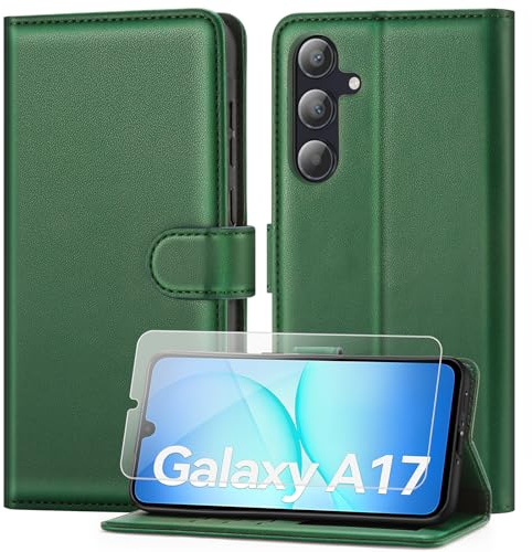 ivencase Coque pour Samsung Galaxy A17 avec Verre Trempé, Vert
