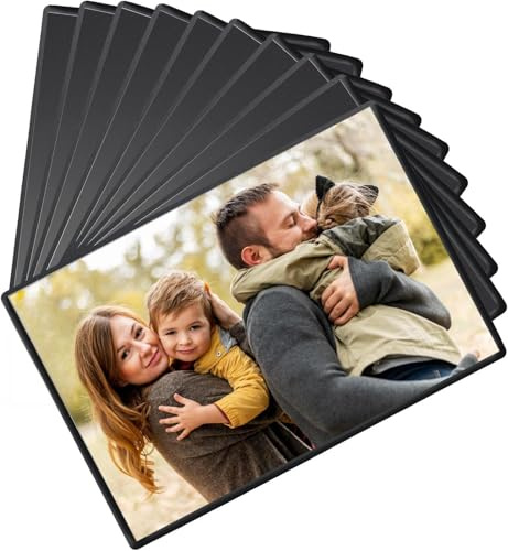 4x6 Magnetic Photo Frames for Fridge - Set of 5 Black PVC Picture Frames with Strong Magnets, Clear Display for Family Photos, Kids Artwork (4x6inch)