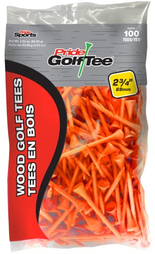 PRIDE GOLF TEE unisex adult 100 Count Bag Golf Tees, Citrus Orange, Count US
