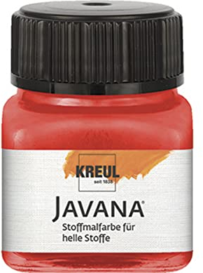 KREUL 90941 - Javana Stoffmalfarbe für helle Stoffe, 20 ml Glas in rot, geschmeidige Farbe auf Wasserbasis mit cremigem Charakter, dringt fasertief ein, waschecht nach Fixierung