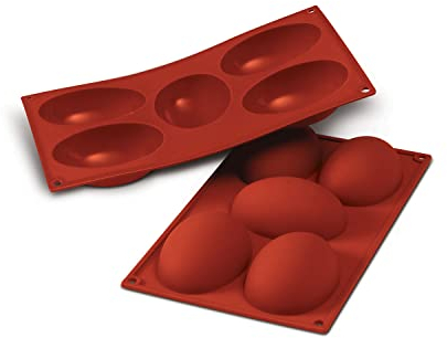 silikomart | SF041 Moule à œuf en silicone pour monoportions, antiadhésif, 5 cavités, paquet de 1 Moule à gâteau, 102 x 73 mm, h 36 mm , Made in Italy