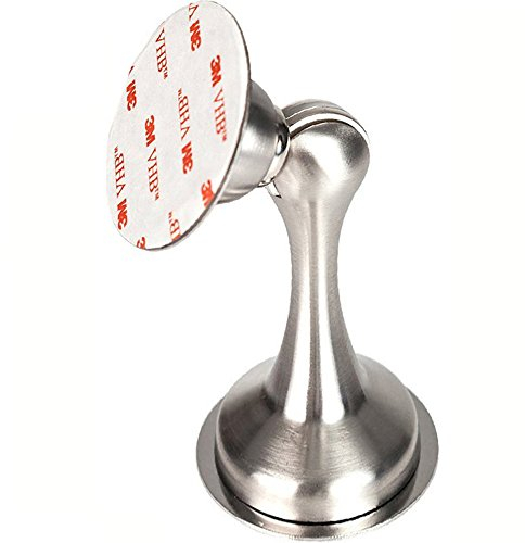 Magnetic Door Stops Adhesive Stainless Steel Magnetic Door Stoppers No Drill Door Catch Holder Wall Floor Mounted Keep Door Open, Silver