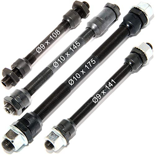 Easyboost Axe de Roue Avant VTT Vélo Route 9 x 108mm Creux Moyeu Universel avec Ecrou Conique et Hexagonal Roue - Vendu à l'unité