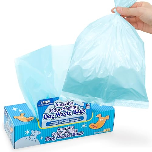 BOS Amazing Odor Sealing Dog Poop Bags - Durable, Unscented [Size: L, Color: Light Blue] (60 Count, Pack of 1) (60 Bags)