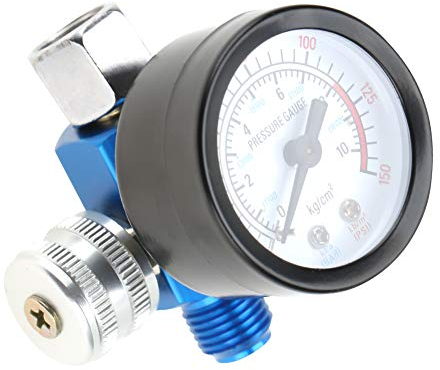Regun Druckregler für Lackierpistole, 1/4 Spritzlackierpistole Luftdruckregler Manometer, Druckregler des Luftkompressors Pneumatische Werkzeugzubehör 0-10 bar 0-150 PSI