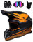 MRDEAR Motocross-Helm Set - Orange Schwarz - Motorrad Cross Helm mit Brille Handschuhe Maske, Fullface MTB Helm Adult Schutzhelm Motorradhelm Sicherheit Schutz (L)