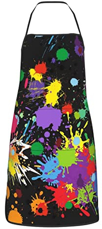 Senheol Colorful Painting Artist Apron with 2 Pockets, Gifts for Art Teacher Student Painter, Waterproof Adjustable Aprons