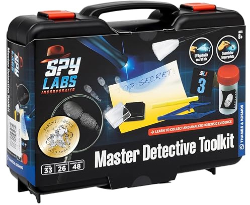 Spy Labs Master Detective Toolkit V2 | Kit di scienze forensi | Raccogli e documenta prove, gioca | Impronte digitali, impronte, tracce di pneumatici | Libro di fiabe per esperimenti di 32 pagine, età