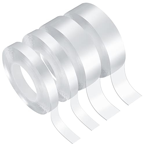 4 Stk. Doppelseitiges Klebeband Extra Stark, Transparentes Nano Klebeband Wiederverwendbares, Ablösbar, Rutschfestes Multifunktions Doppelklebeband Doppelseitiges - 1cm x 3m/2cm x 3m