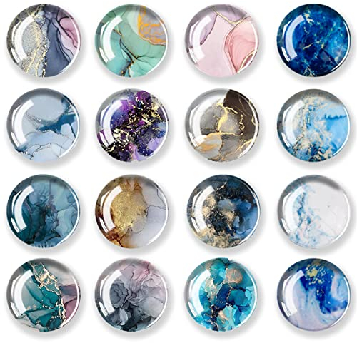 JJ PRIME - 16 Pcs Fridge Magnets | Round Fridge Magnet | Mini Fridge Accessories | Craft Magnets | Small Magnets for Whiteboard, Office. Kitchen and School (Marbles Design B)