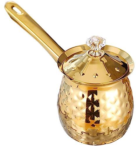 PRETYZOOM Taza De Acero Inoxidable Cafetera De Cobre Jarra Para Hacer Espuma Cafetera Multifunción Placa De Inducción Cafetera Turca Beber Olla Tetera Olla Chai Taza De Leche Caliente Árabe