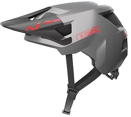 ABUS MTB-Helm YouDrop - Fahrradhelm für Kinder und Jugendliche - für den Alltag oder Touren im Gelände - mit Platz für einen Zopf - Silber, Größe S