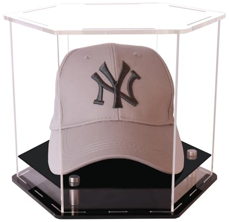 HHUXIUE Transparente Hut-Vitrine, Hut-Vitrine für Baseball, Fußballkappe, Präsentationsständer, perfekt für Baseball, Fußball oder Snapback-Kappen, 24 x 22 x 20 cm, HHUXIUE-BINGLIN-006