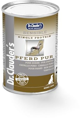 Dr. Clauder's | Cibo umido per cani | Varietà Sensitive Diet | Dieta specifica | Prodotto Super Premium | 6 x 400 gr | (6 x 400 GR, puro cavallo)
