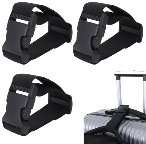 JJUNW Lot de 3 sangles de bagage courtes réglables de 36 cm - Sangles élastiques avec boucle à fermeture rapide - Sangles de connexion de bagages pour ajouter un sac