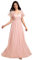 Ever-Pretty Robe Mère de Mariée Col V Dentelle Mousseline Manches Courtes pour Femme Rose 36