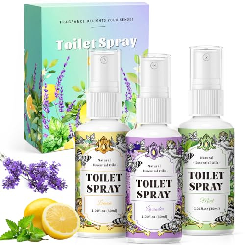SCENTORINI Toilet Spray with 3 Fragrance, Luxury Toilet Spray, Lemon, Lavender, Mint, Bathroom Air Freshener, 3 Pack