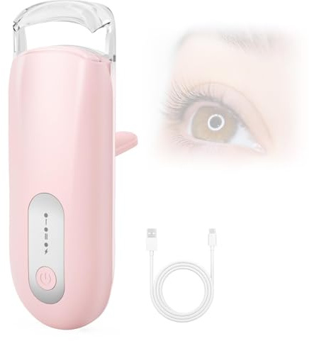 Heated Eyelash Curler, 10S Fast Heating, Long Lasting, 2 Temperatures, Electric Mini Eye Lash Curler Rechargeable Portable, 5 Min Automatic Shutdown, Safe and Easy to Use (Pink)
