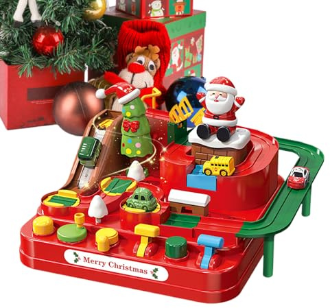 Juguete de Pista de Coche de Navidad | Juego Educativo Interactivo Festivo de Navidad,Coche de Construcción de Vehículos de Pista para | para Amigos Chicos Chicas Niña Y El