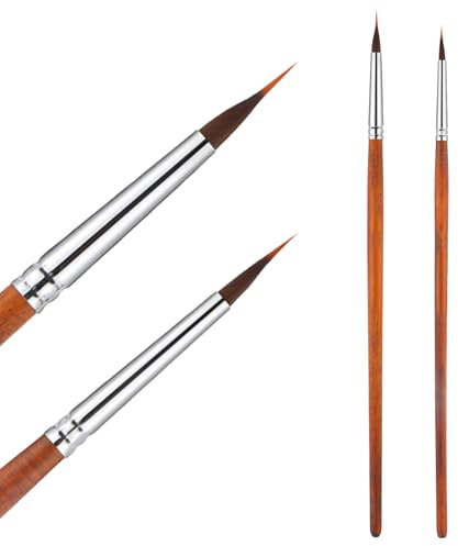 Watercolor Brushes Set - 2pcs Extended Needle Point Water Color Brushes Professional Liner Brush Synthetic Extra Long Pinhead Brush with Sable Body for Watercolor Acrylic & Gouache