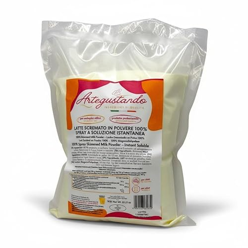 Artegustando Latte Scremato in Polvere Magro 1 kg Professionale Istantaneo per Gelato, Ideale per Cucina, Dolci, Bevande, Yogurt, Preparazioni Alimentari, Distributori, Bar,laboratori,Casa