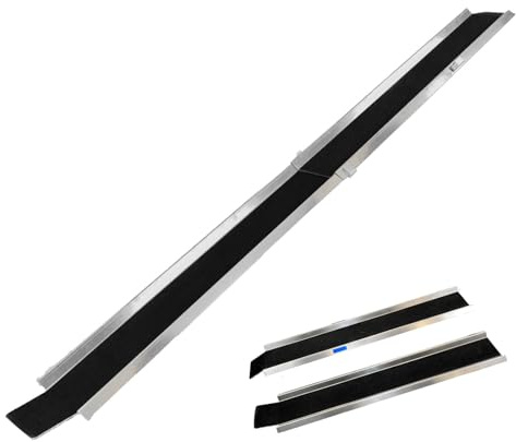 TRUTZHOLM Anti-Rutsch Alu Auffahrampe zusammensteckbar 150-270 cm verstellbar 50 kg Treppenrampe E-Bike Moped starr schwarz/grau