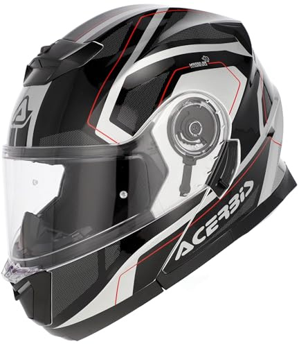 Casco Modular Acerbis Serel Negro Gris con Visor Solar Integrado, Homologación ECE 22.06, Doble Visor, Sistema de Ventilación y Cierre Seguro para Moto (M 57/58)