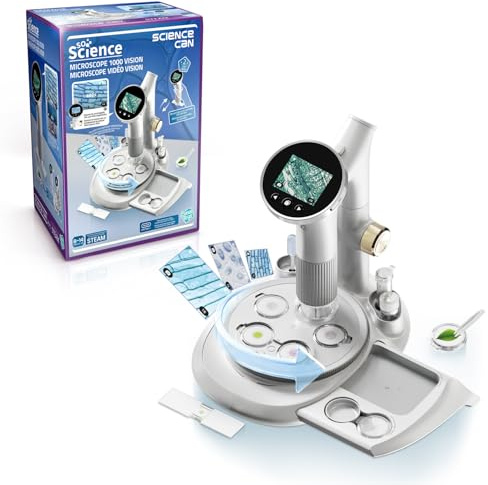 Canal Toys – So Science – Microscopio de vídeo Vision 1000 para niños a Partir de 8 años – Microscopio electrónico portátil con Pantalla HD – Zoom de Alta precisión – Kit Stem Educativo científico