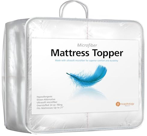 HOSPITOLOGY PRODUCTS Hypoallergenic Mattress Cover- Overstuffed - Deep Pocket - Goose Down Alternative Pillow Top Mattress Topper Full - 54 W x 75 L