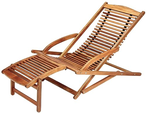 Casaria® Sonnenliege Klappbar mit Fußstütze abnehmbar inkl. Kissen Wetterfest Holz Gartenliege 160x70 cm Akazie Garten Liegestuhl 160kg Belastbar Balkon Liege