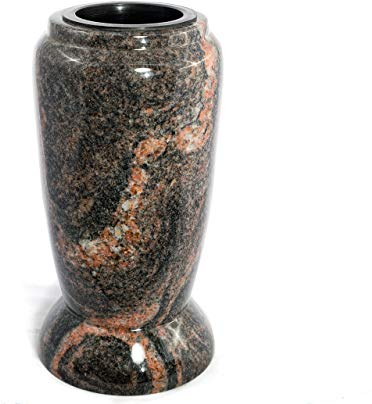 Afterglow Vase funéraire en granit véritable, de l'Himalaya, hauteur : 23 cm, diamètre : 12 cm, résistant aux intempéries et au gel, avec insert en plastique
