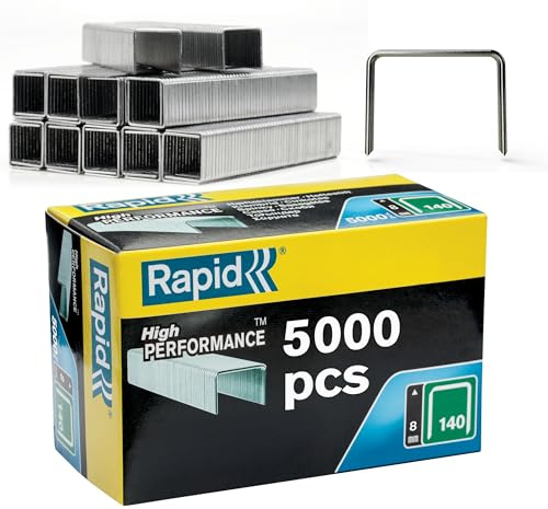 RAPID 11908111, Agrafes N°140, Longueur 8 mm, 5000 pièces, Pour les travaux de construction et d’isolation, Fil galvanisé, Haute performance Argent